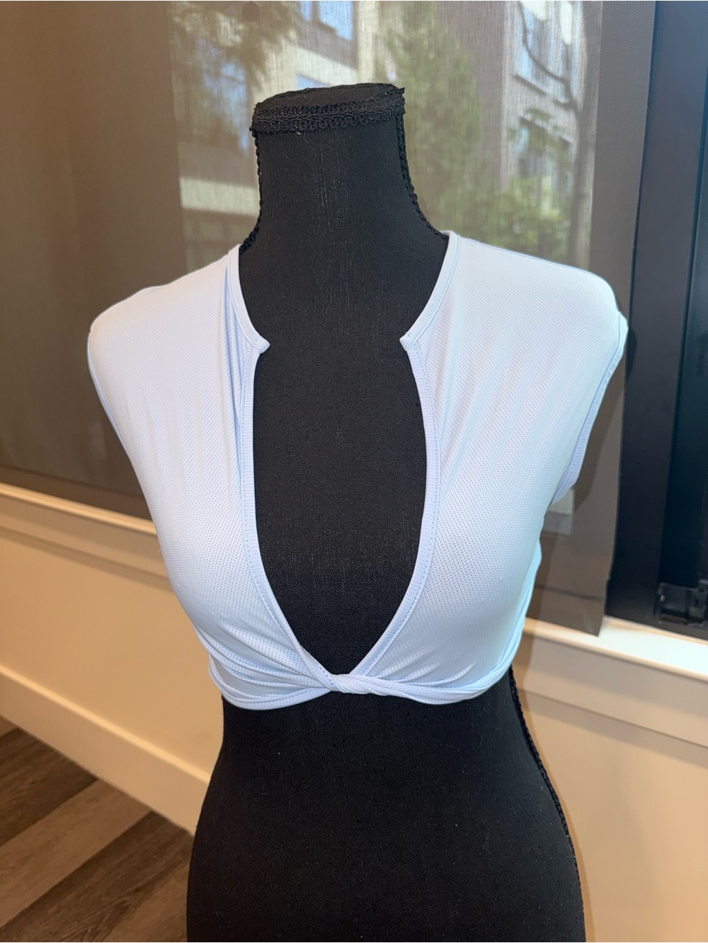 SHEIN Pale Blue Twist-Front Crop Top